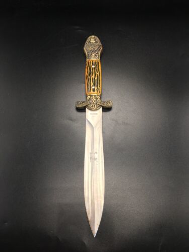 Heritage Forge Vintage Handmade Damascus Stainless Steel Bowie Knife with Brass Guard and Stag handle– 12 Inch Hunting Dagger