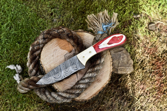 Hot Item Skinner Knife Twist Damascus Hard Wood Survival Rare