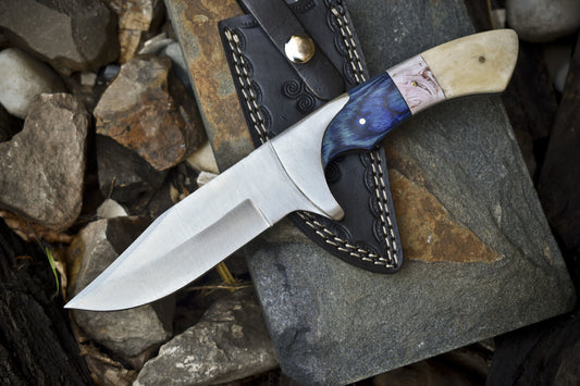 Hunting Skinner Knife – AUS-8 Steel, Mixed Material Handle, Steel Guard, Outdoor Sports