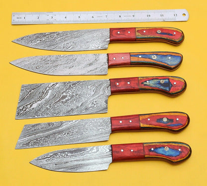 Kitchen Knife Set with Pakka Wood Handle – 256 Layers – Full Tang – Custom Forged


