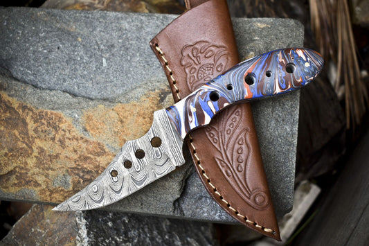 Limited Edition Forged Twist Damascus Skinner Knife Micarta Handle Gift
