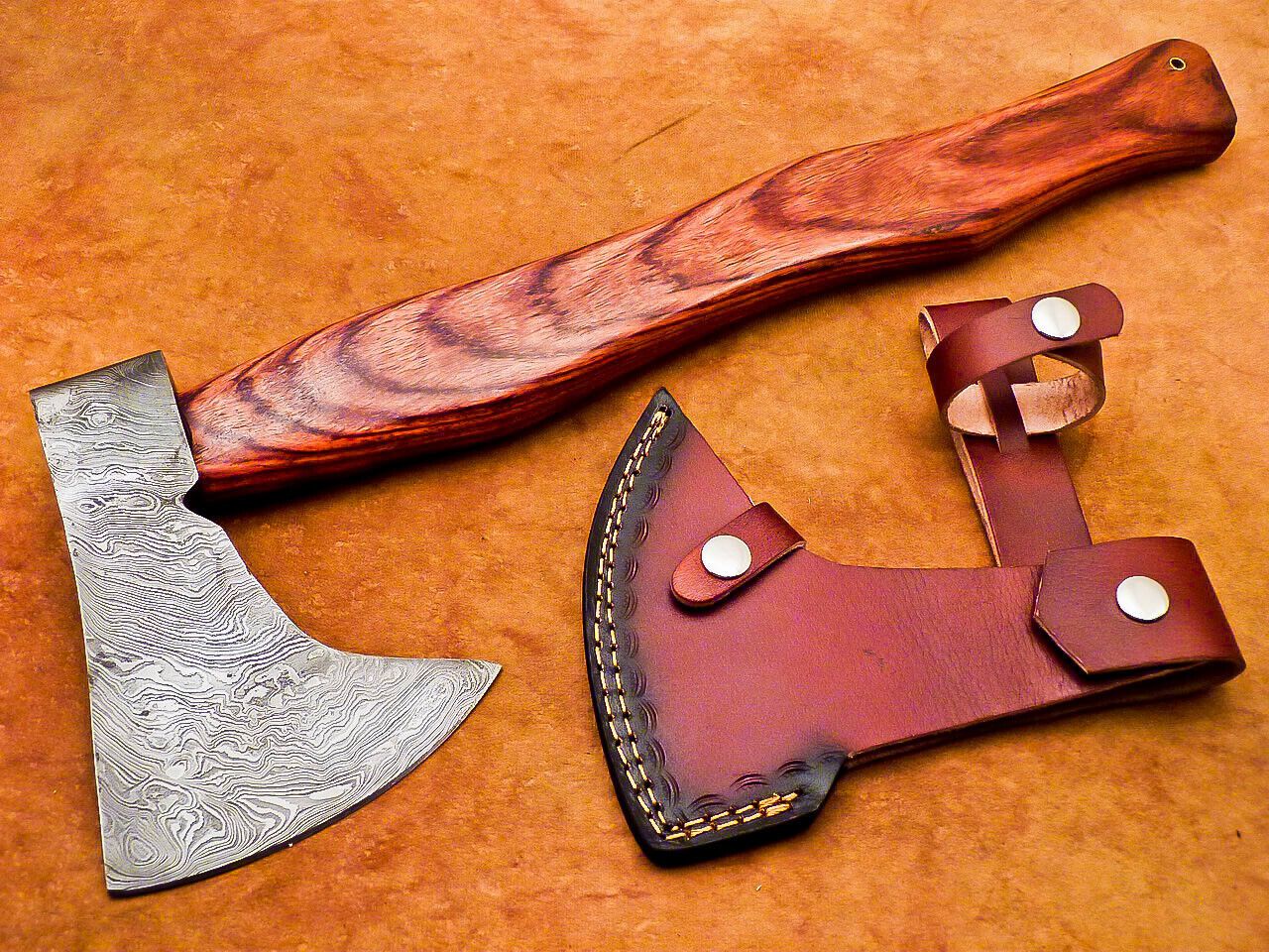 Limited Edition Handmade Damascus Steel Axe with Natural Wood Handle Damascus Axe for Sale