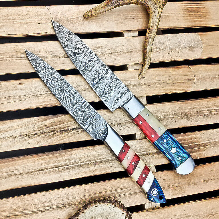 Lot of 2 Handmade Damascus Steel Chef Knives – Premium Kitchen 