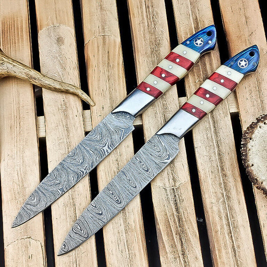 Lot of 2 Handmade Damascus Steel Chef Knives – Premium Kitchen & Bread Knives