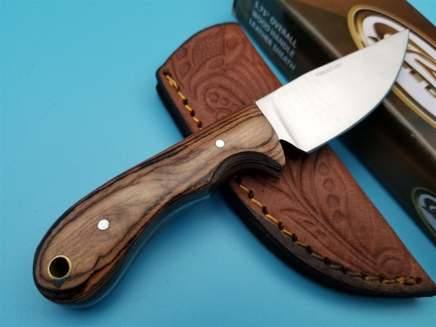 Mini Skinner Knife – 2.5″ Stainless Steel Blade, Hardwood Handle, Leather Sheath
