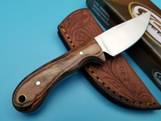 Mini Skinner Knife – 2.5″ Stainless Steel Blade, Hardwood Handle, Leather Sheath