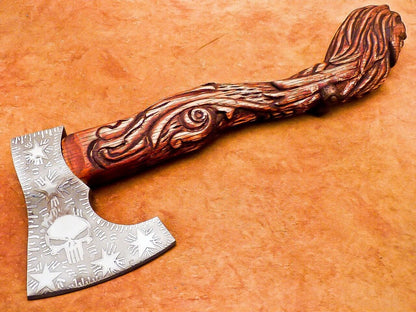 New Handmade Damascus Steel Axe Unique Limited Edition Damascus Axe for Sale