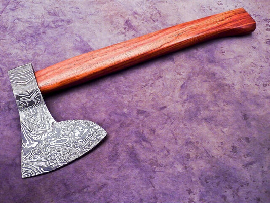 New Handmade Damascus Steel Axe Unique Viking Bearded Axe with Leather Sheath