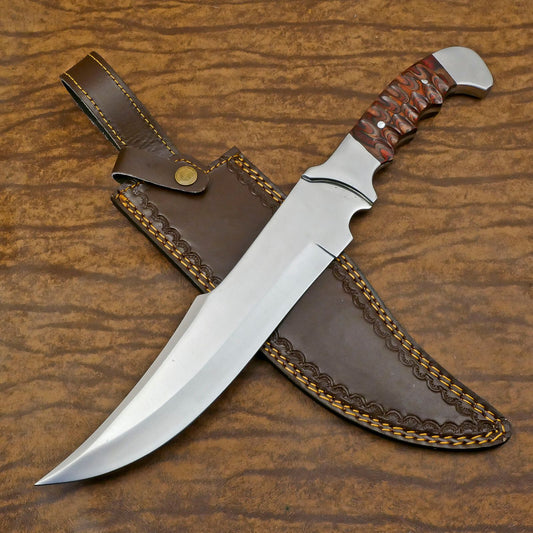 Outdoor Master D2 Bowie Knife | 14-Inch Full Tang with Pakka Wood Handle