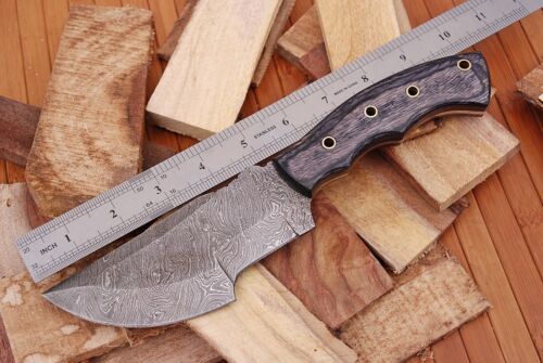 Predator Damascus Steel Tactical Hunting Tracker Survival Knife – Handmade Fixed Blade with Leather Sheath