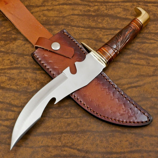 Premium 12 Inch D2 Steel Hunting Bowie Knife – Handmade Full Tang Outdoor Blade