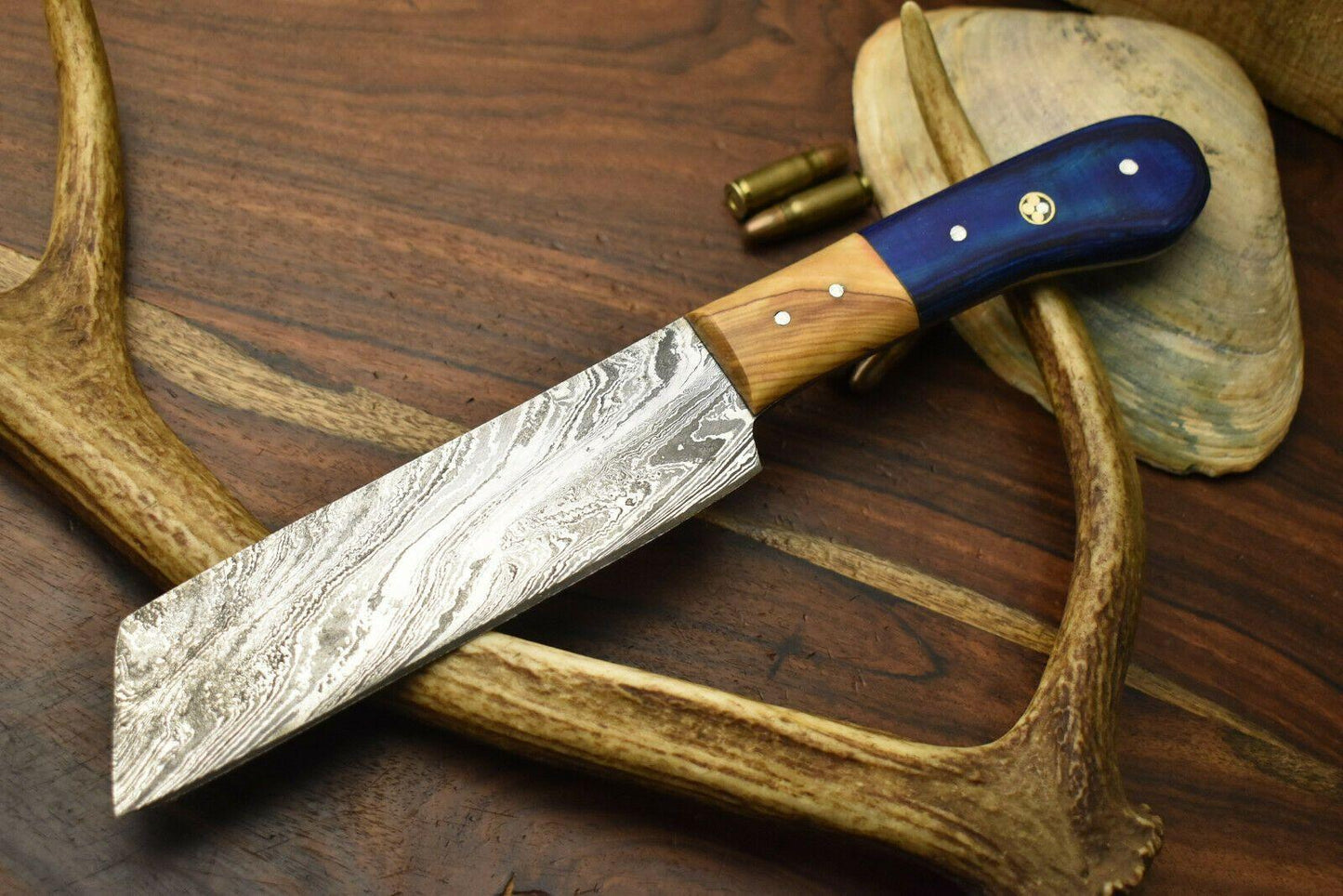 Premium Hand Forged Damascus Steel Chef Knife with Full Tang Hard Wood Handle