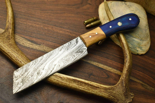 Premium Hand Forged Damascus Steel Chef Knife with Full Tang Hard Wood Handle