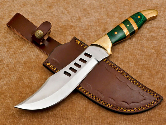Premium Handmade 12-Inch D2 Clip Point Full Tang Bowie Hunting Knife with Sheath
