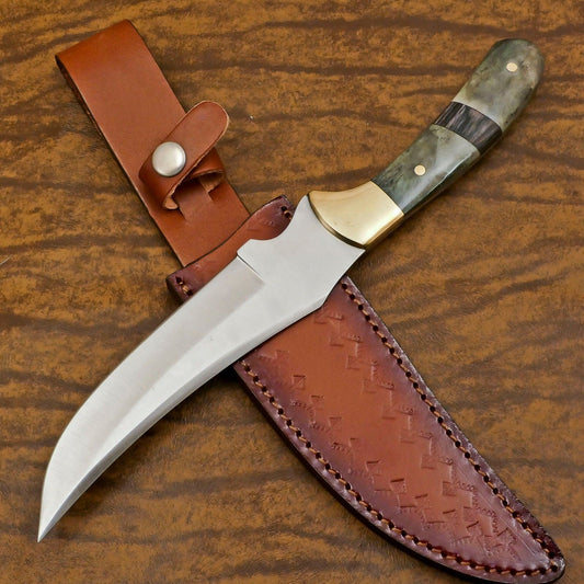 Premium Handmade 12-Inch D2 Steel Full Tang Bowie Hunting Knife with Bone & Wood Grip