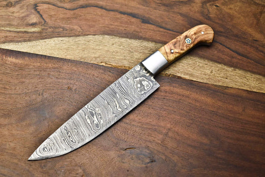 Premium Handmade Damascus Steel Chef Knife – Full Tang, Forged Sport Blade