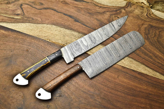 Premium Handmade Damascus Steel Chef Knife Set – 2-Piece Full Tang 