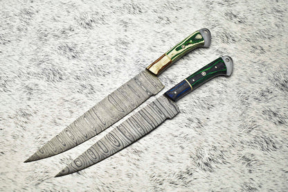 Premium Handmade Damascus Steel Chef Knife Set – 2-Piece Full Tang Collection