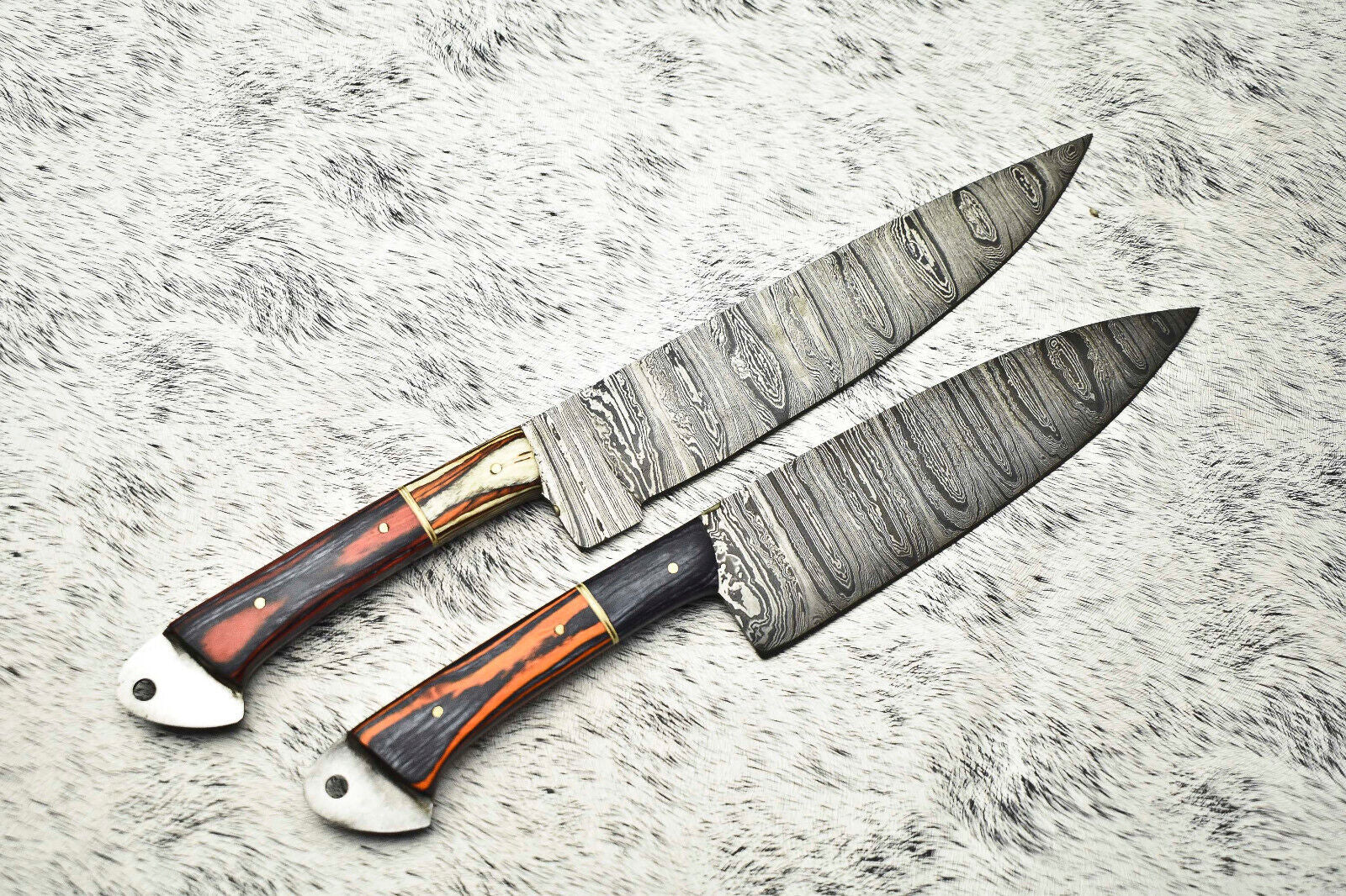 Premium Handmade Damascus Steel Chef Knife Set – 2-Piece Full Tang Kitchen Knives