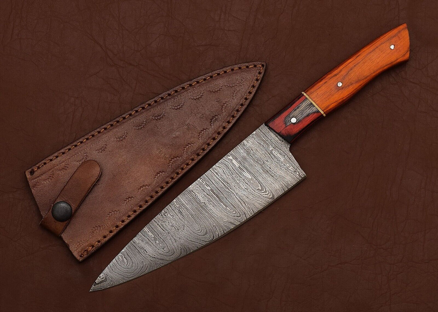 Premium Handmade Damascus Steel Fillet & Chef Knife with Ergonomic Pakka Wood Handle