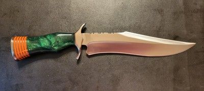 Rare Custom Handmade D2 Tool Steel 12-Inch Bowie Hunting Knife with Resin Handle – Fixed Blade