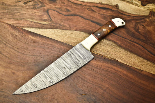 Rare Custom Handmade Damascus Steel Blade Kitchen Full Tang Chef Knife