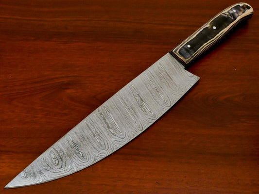 Rare Hand Forged Damascus Steel Full Tang Chef Knife – 13" with Hardwood Handle