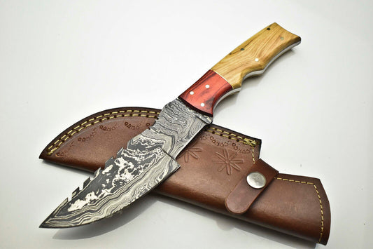 Rare Handmade Damascus Blade Camping Tracker Full Tang Knive