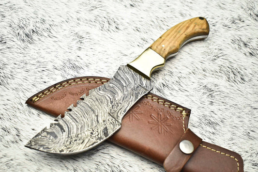 Rare Handmade Damascus Camping Tracker Knife | Full Tang Survival Blade