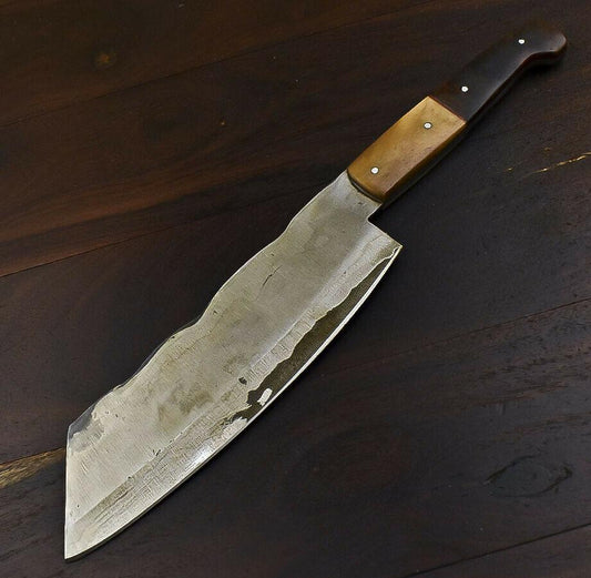 Rare Handmade Damascus Steel Chef Knife – Walnut Wood Handle, 12.3" Full Tang