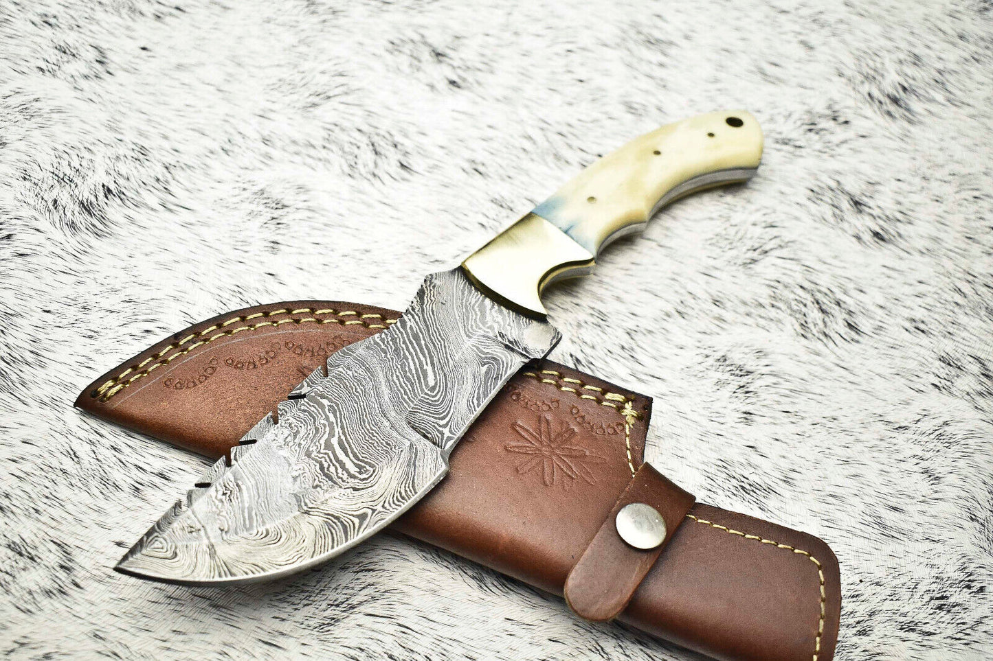 Rare Handmade Damascus Tracker Knife | Full Tang Camping & Hunting 