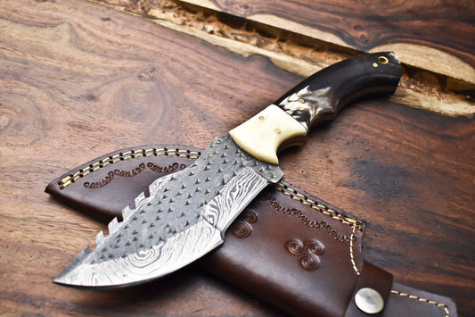 Rare Handmade Damascus Tracker Knife | Full Tang Camping & Hunting Blade 
