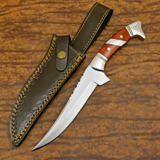 Rugged Expedition D2 Bowie Knife | 12-Inch Full Tang Blade with Pakka Wood Handle