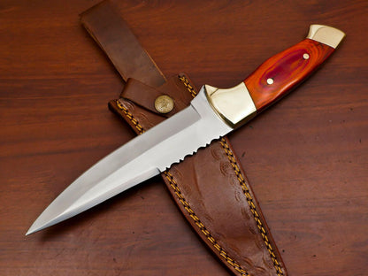Sentinel Pro 12-Inch D2 Steel Full Tang Bowie Hunting Knife with Brass Guard