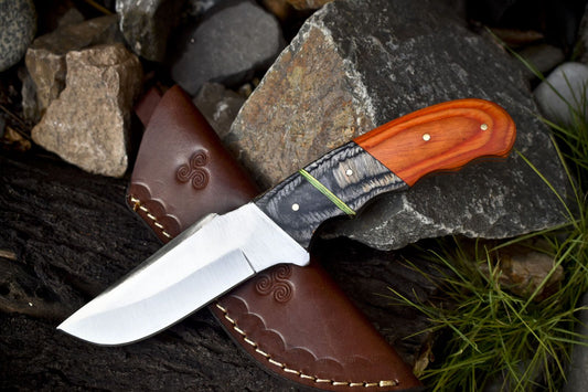 Skinner Knife – 440C Steel, Hard Wood Handle, Wooden Bolster, EDC