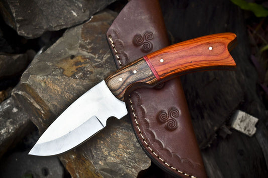 Skinner Knife – 440C Steel, Hard Wood Handle, Wooden Bolster, Hunting