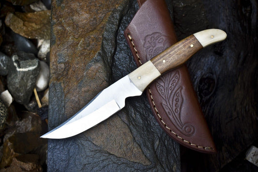 Skinner Knife – 440C Steel, Walnut Wood Handle, Outdoor Razor Sharp