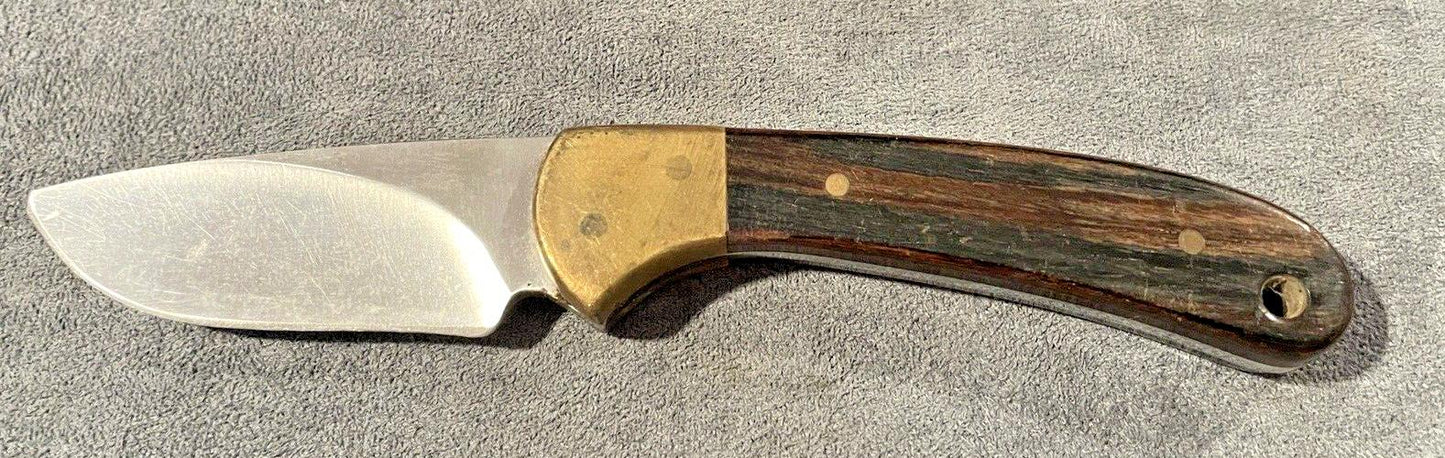 Skinner Knife – 8" Fixed Blade, Stainless Steel Drop Point, Ebony Wood Handle, Leather Sheath