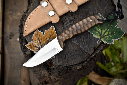 Skinner Knife – AUS-8 Steel, Walnut Wood Handle, Camping EDC Knife