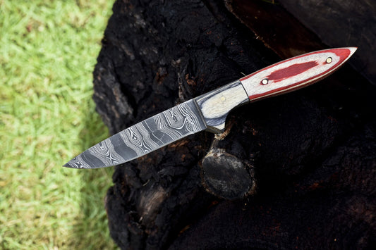  Skinner Knife Twist Damascus Hard Wood Wooden Bolster Gift Unique

