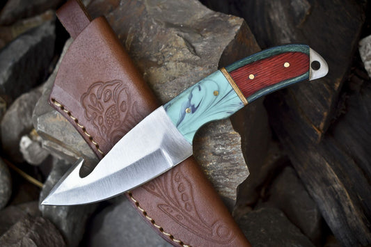 Skinner Knife w/Gut Hook – 440C Steel, Mixed Material Handle, Hunting Knife