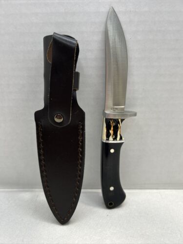 Stag & Wood Skinner Knife – 3.75" Stainless Steel Blade with Leather Sheath