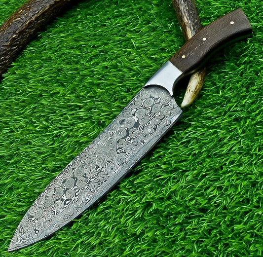 Stunning Hand Forged Damascus Steel Blade Kitchen Chef Knife – Custom Handmade