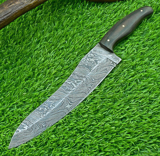 Stunning Hand Forged Damascus Steel Chef Knife – Kitchen & Camping Knife