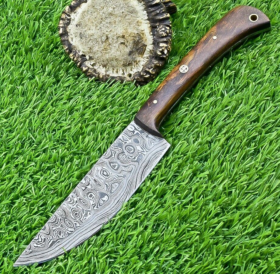 Stunning Hand Forged Damascus Steel Kitchen Chef Knife with Natural Wood Handle