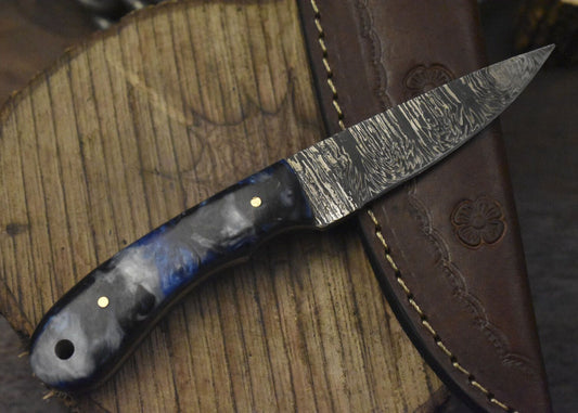 
Tactical Bushcraft Skinner Knife Twist Damascus Micarta Handle EDC Tool