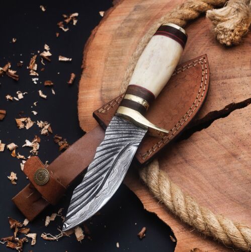The Frontier Warden: Custom D2 Steel Hunting Knife with Buffalo Horn & Bone