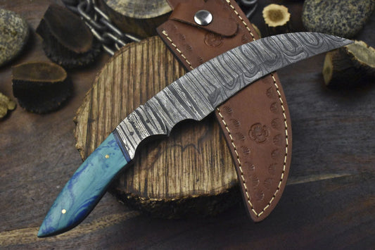 Twist Damascus Skinner Knife with Micarta Handle | Forged Hunting Survival Knife