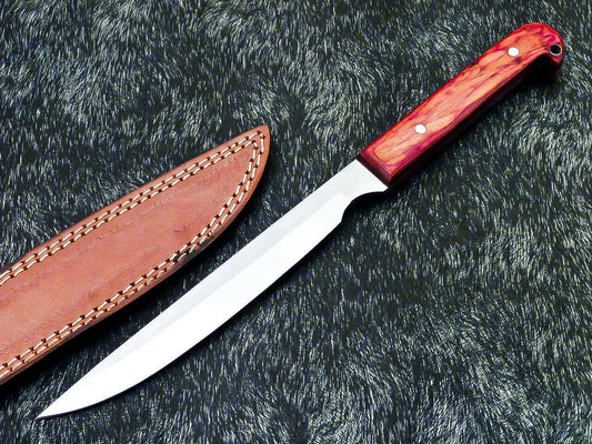 Unique Custom Handmade D2 Tool Steel Blade Fillet Knife Hard Wood Best Fillet Knife W/Sheath