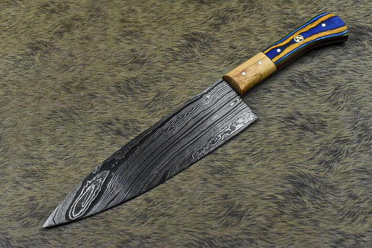 Unique Handmade Damascus Steel Hardwood Hunting Chef Knife | 13" Custom Full Tang